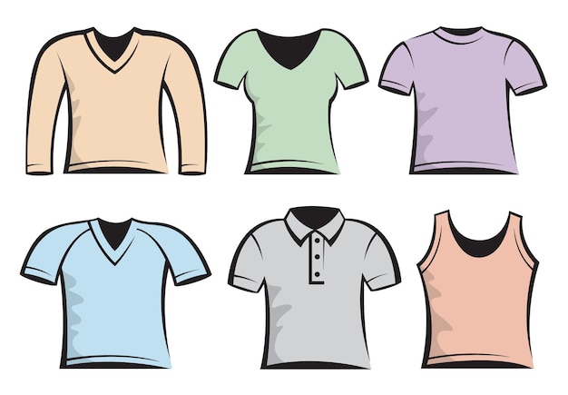 Vetor camisetas masculinas e femininas