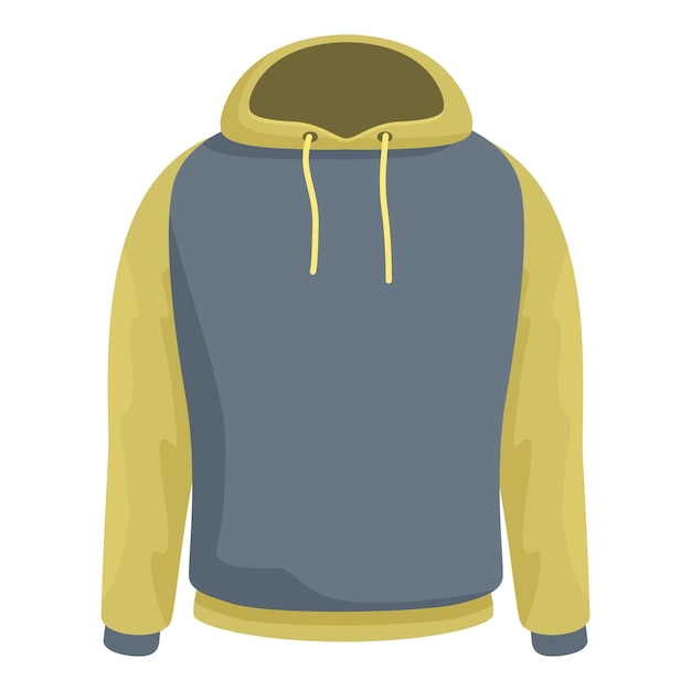 Camisola com capuz amarelo e cinza com cordões que mostram estilo casual