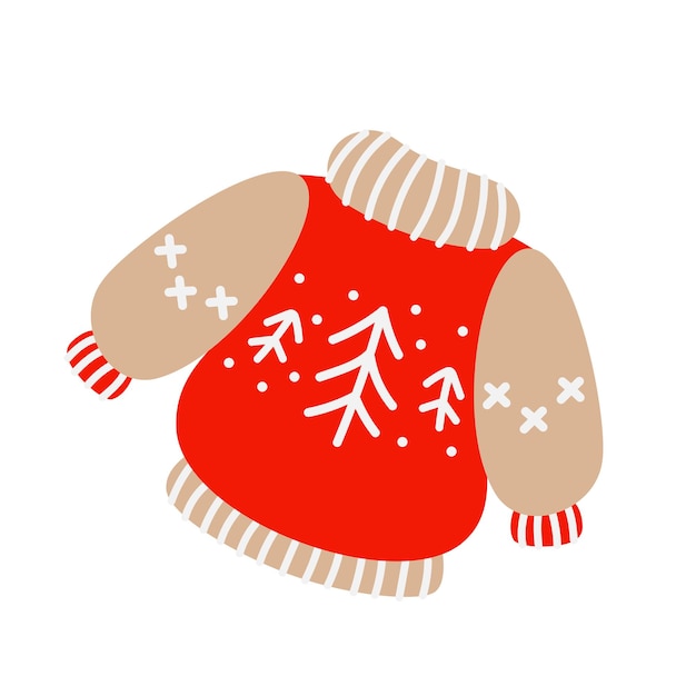 Camisola fofa de inverno roupas de natal ano novo ícone desenhado à mão vetorial
