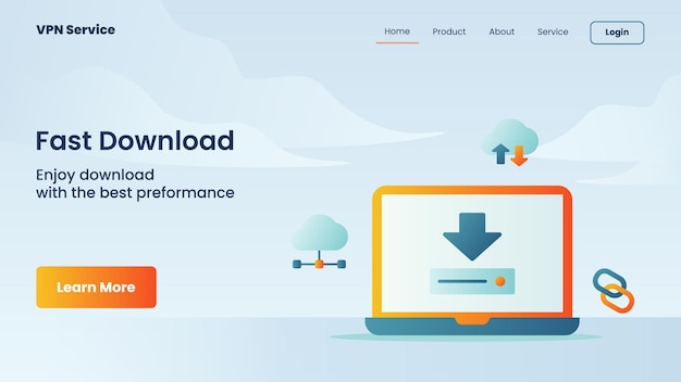 Campanha de download rápido para modelo de página de destino de página inicial de website