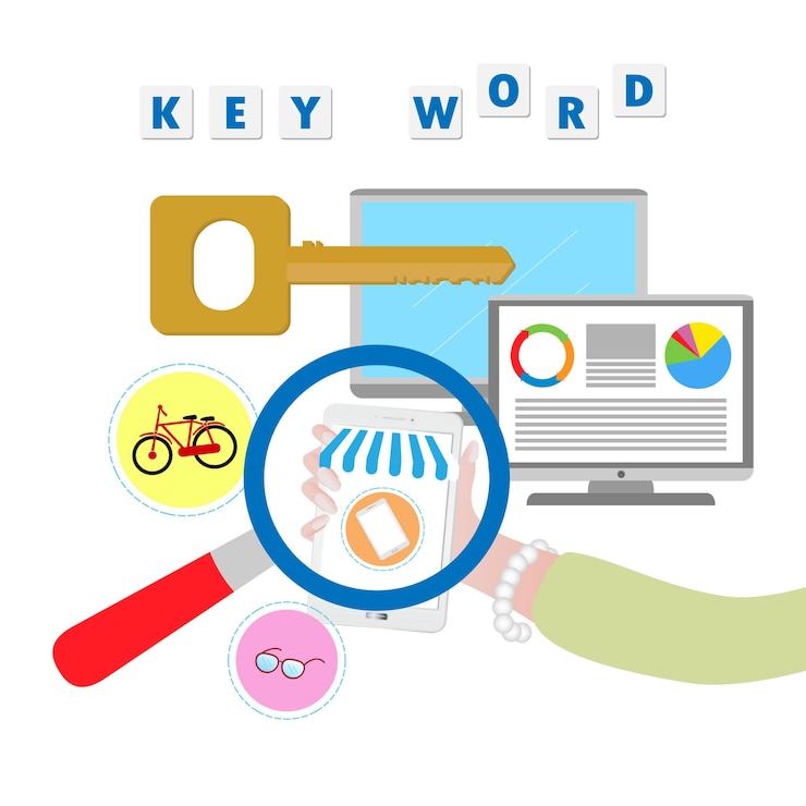 Vetor campanha de marketing de seosem business search engine optimization vetor plano de pesquisa de marketing na internet com ícones e textos