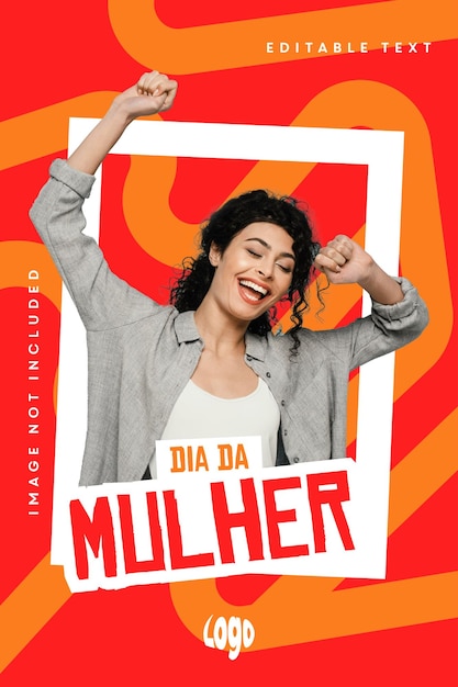Campanha de modelo vermelho e laranja para o Dia da Mulher