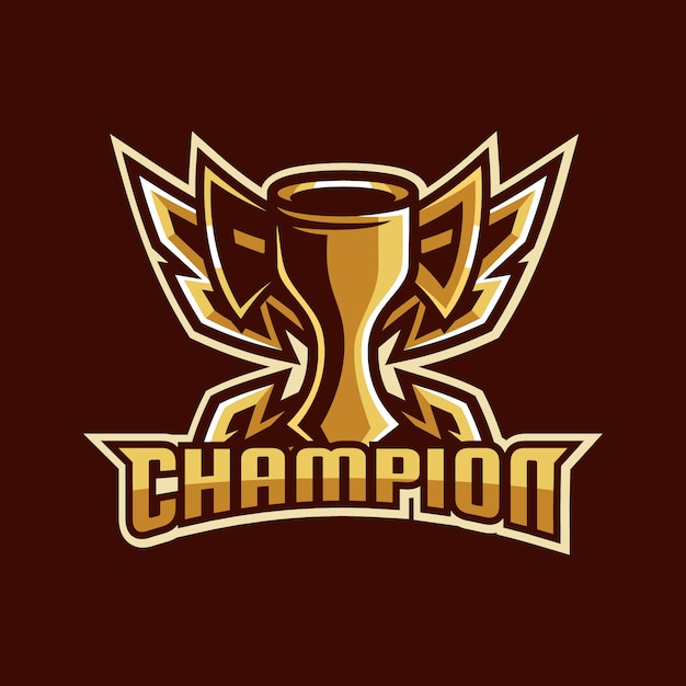 Vetor campeão emblema vencedor logotipo design