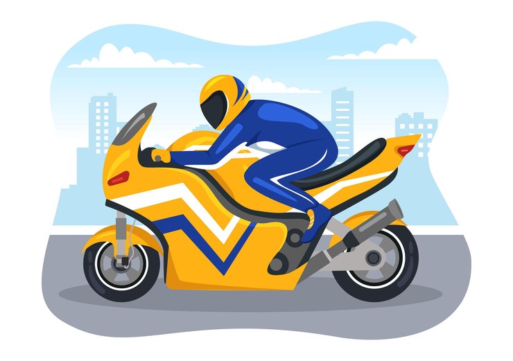 Vetor campeonato de corrida de motocicleta na ilustração de pista de corrida com motor de pilotagem de piloto para a página de destino