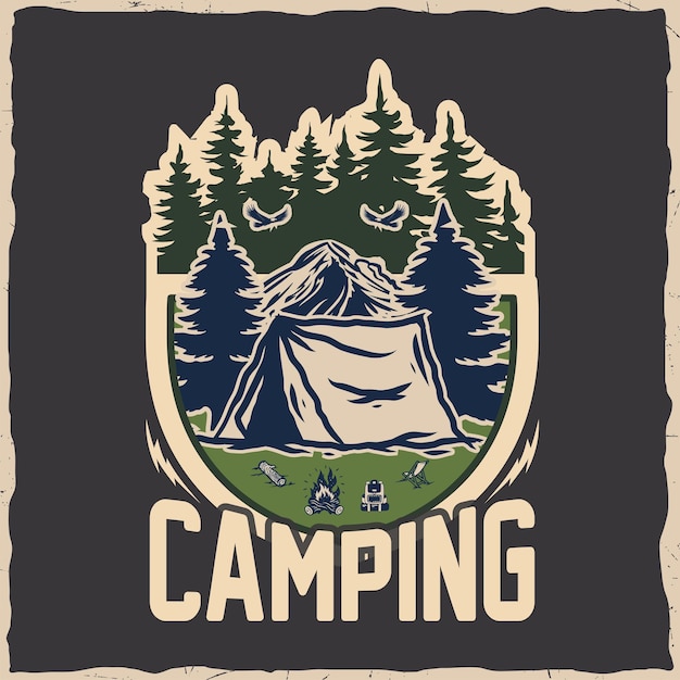 Vetor camping natureza selvagem montanhas floresta melhor ilustração cartaz vetor de design de t-shirt