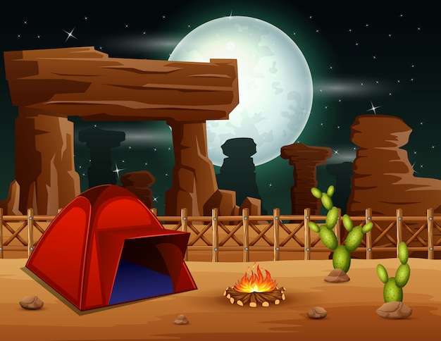 Camping noite fundo no deserto