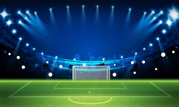 Vetor campo de arena de futebol com design vetorial de luzes brilhantes do estádio iluminação vetorial