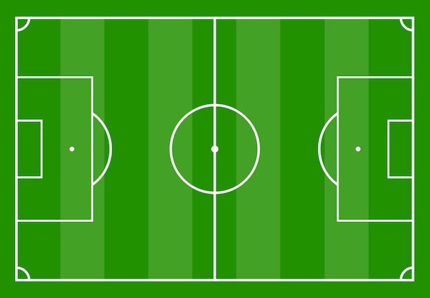 Campo de futebol com grama verde. Ilustração vetorial