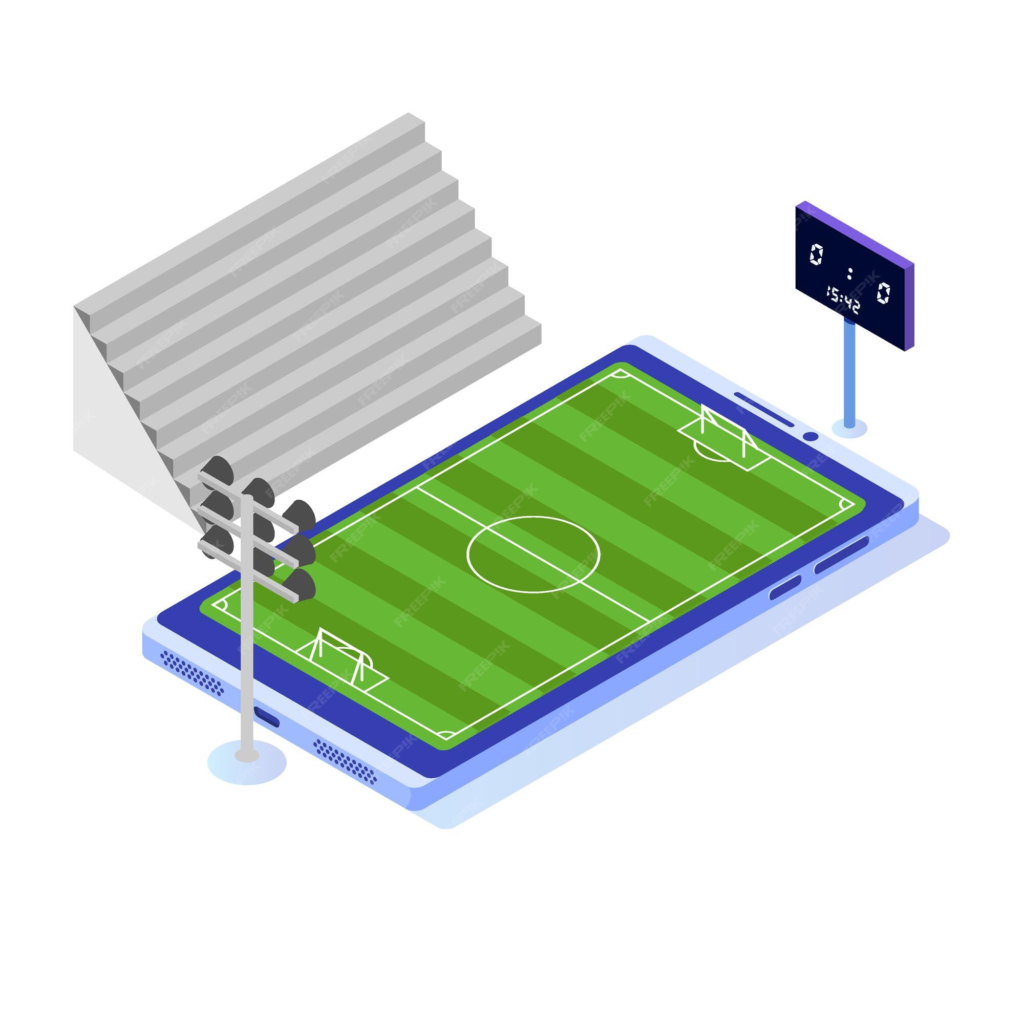 Campo De Futebol Isométrico Perto Do Estacionamento Do Carro