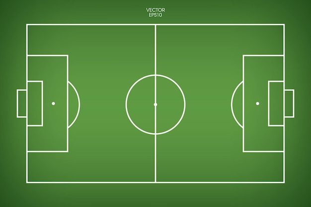 Campo de futebol ou fundo do campo de futebol. quadra de grama verde para criação de jogo de futebol. ilustração vetorial.