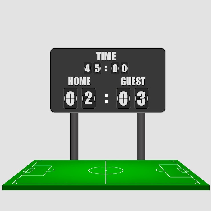 Vetor campo de jogo de futebol ou futebol luminário do estádio de futeball e fundo do placar
