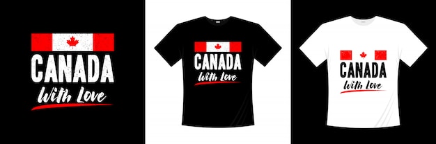 Canadá com design de t-shirt de tipografia de amor