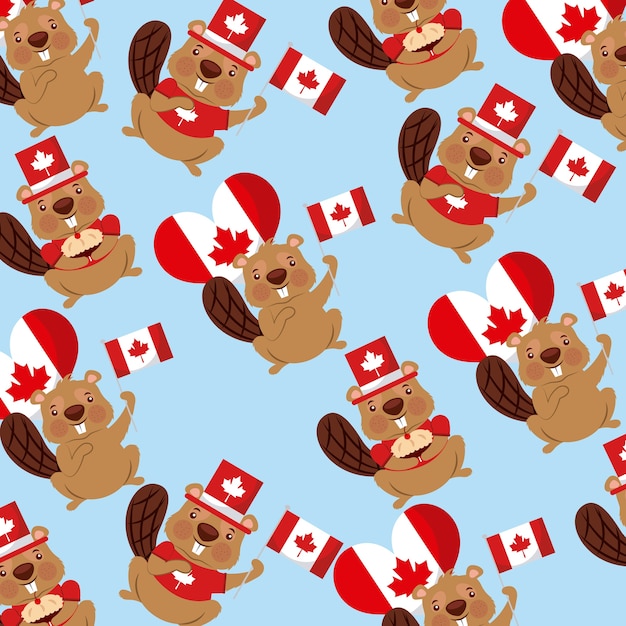 canadá dia castores balões bandeiras fundo