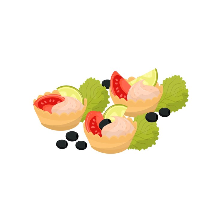 Vetor canapé com creme de queijo de tomate e limão banquete lanche vector ilustração sobre um fundo branco