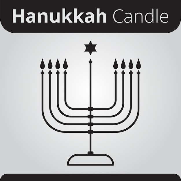 candelabro de ícone de vetor de vela de hanukkah feliz com nove velas e símbolo da estrela de Davi