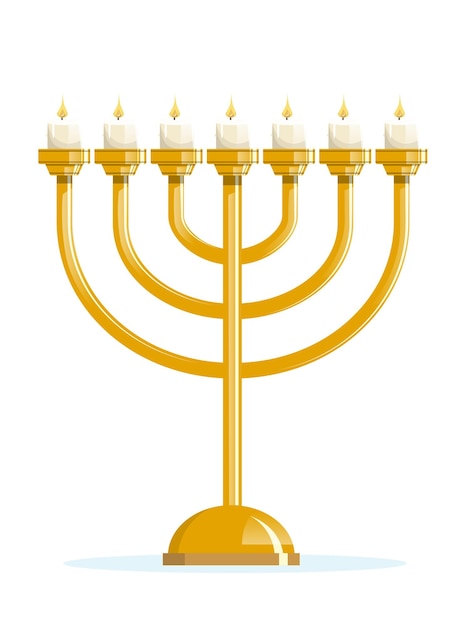 Vetor candelabro judaico dourado sete ramos menorah hanukkah