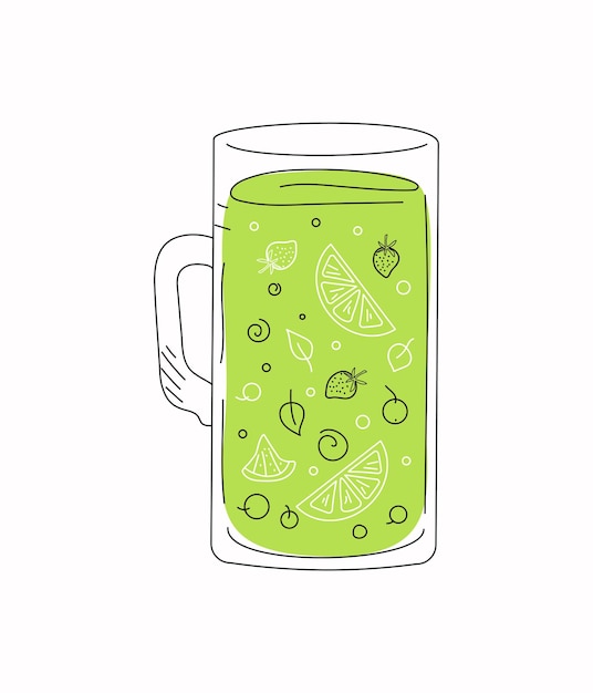 Caneca com bebida de frutas