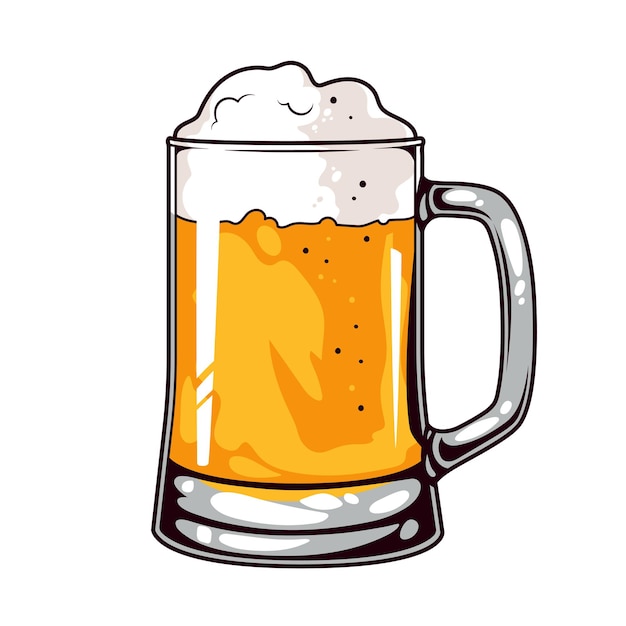 Caneca de cerveja artesanal espumosa ilustração vetorial no fundo branco