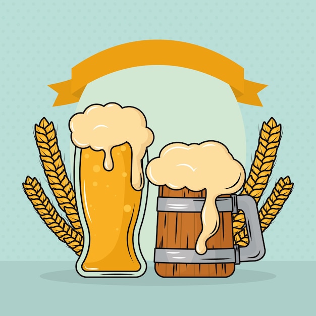 Caneca de cerveja e ilustração de vidro