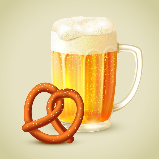 Caneca de cerveja pretzel ilustração