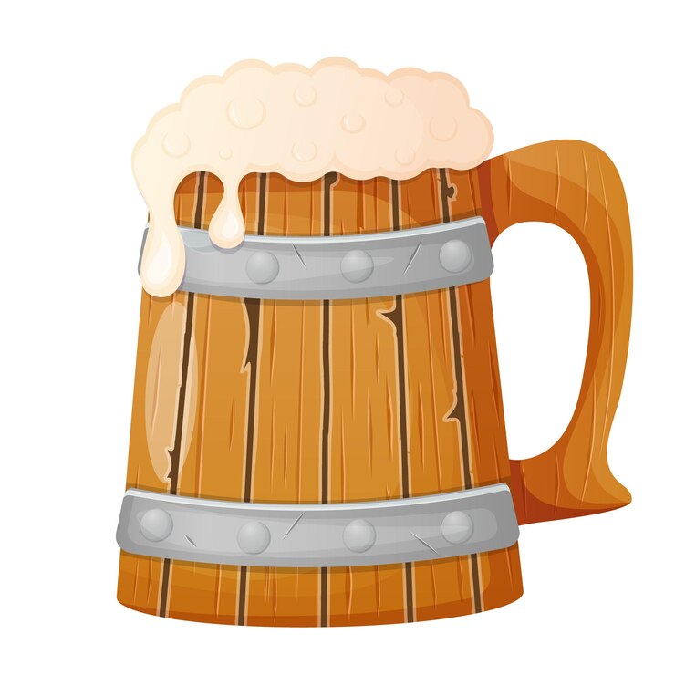 Vetor caneca de madeira velha com cerveja