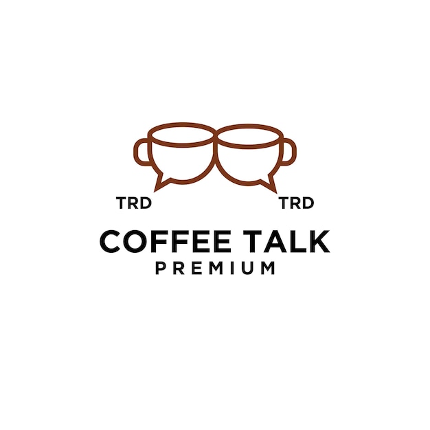 Caneca premium conversa de café design de logotipo de vetor preto simples