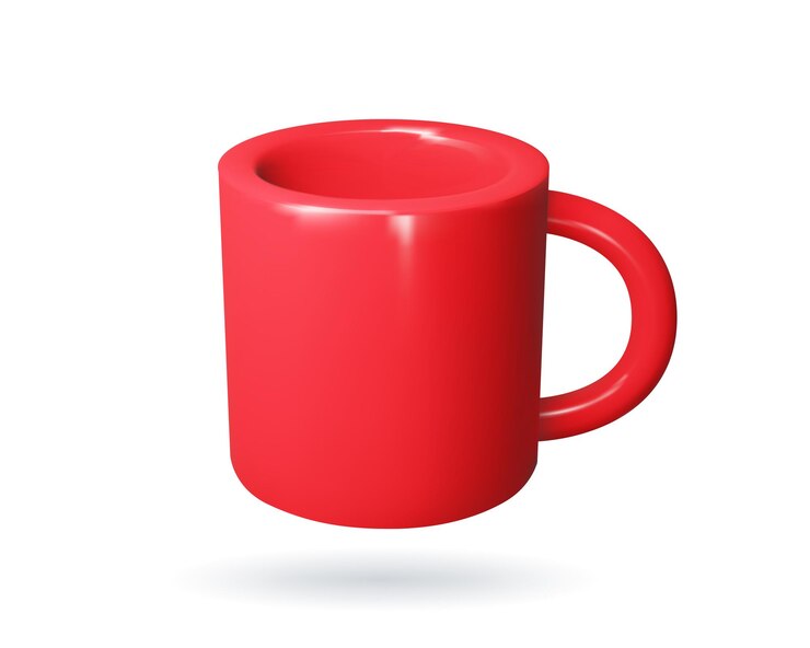 Vetor caneca vermelha realista 3d para café ou chá xícara grande para bebida quente maquete de caneca para restaurante e café