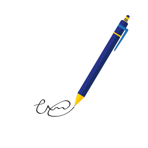 Caneta com ilustração vetorial de assinatura