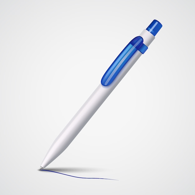 Vetor caneta esferográfica branca realista