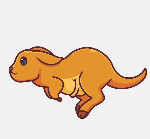 Canguru de desenho animado bonito correndo vetor de ilustração de animal de desenho animado isolado