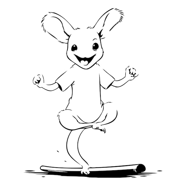 Canguru montando um skate ilustração vetorial de desenho animado isolada em fundo branco