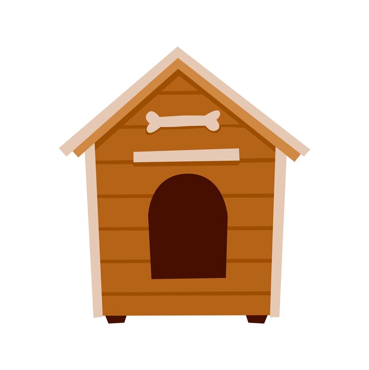 Vetor canil para cães casinha para cães feita de tábuas para o quintal ícone para aplicativo do site sobre acessórios para animais de estimação