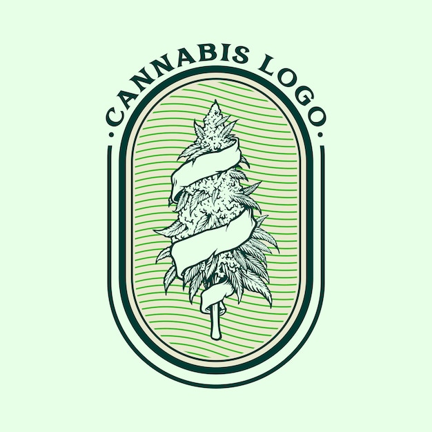 Cannabis com logotipo vintage weed