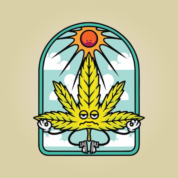 Vetor cannabis weed marijuana cartoon mascot ilustração personagem vetor clip art