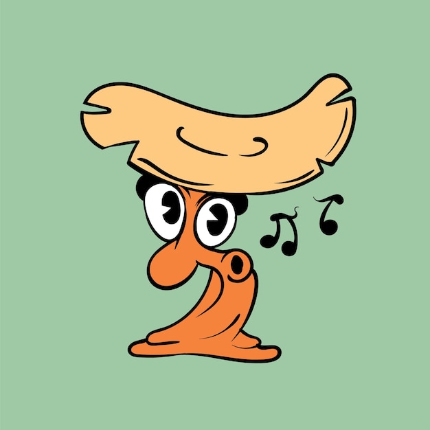 Cantando cogumelo chanterelle vintage toons ilustração vetorial de personagem engraçado na moda estilo retrô clássico dos desenhos animados dos anos 30