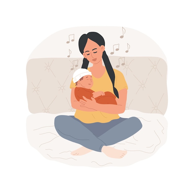Cantando uma canção de ninar ilustração vetorial de desenho animado isolado