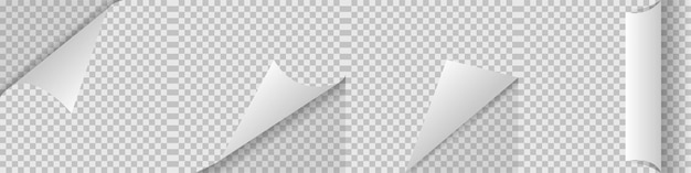 Cantos de papel ondulado realistas grande conjunto páginas de maquete ondulação de borda e papéis dobrados onda de página 3d com sh