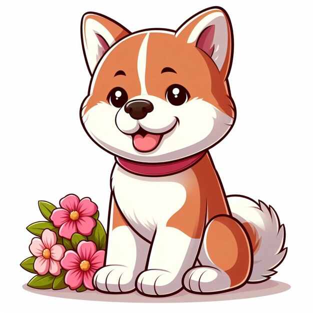 Vetor cão akita vector ilustração de desenho animado