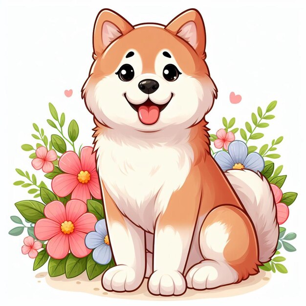 Vetor cão akita vector ilustração de desenho animado