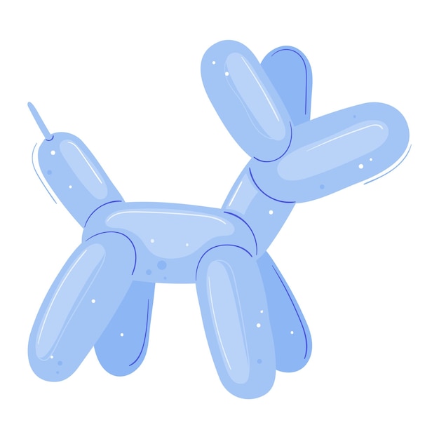 Cão animal de balão azul em fundo branco arte de torção de balão e decoração de festa infantil