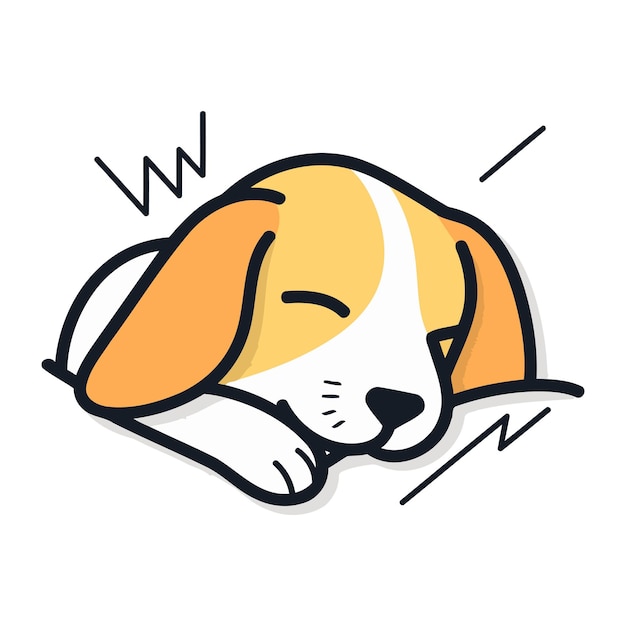 Cão beagle dormindo ilustração vetorial de rabisco isolado em fundo branco