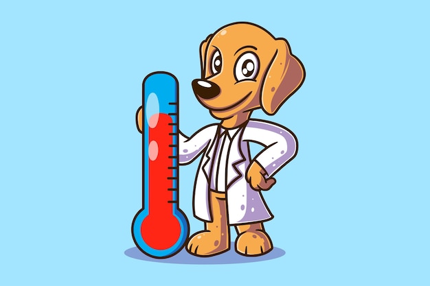 Cão Bonito Doutor Com Desenho Vetorial Termômetro