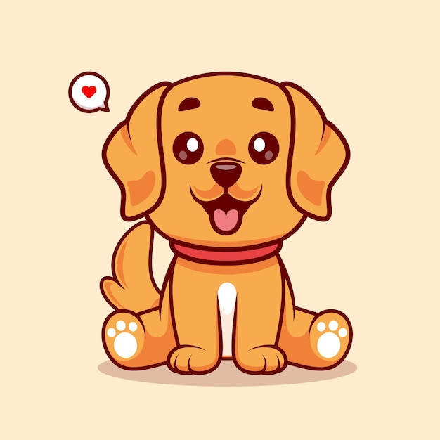 Vetor cão bonito golden retriever sentado ilustração do ícone do vetor dos desenhos animados ícone da natureza animal isolado plano