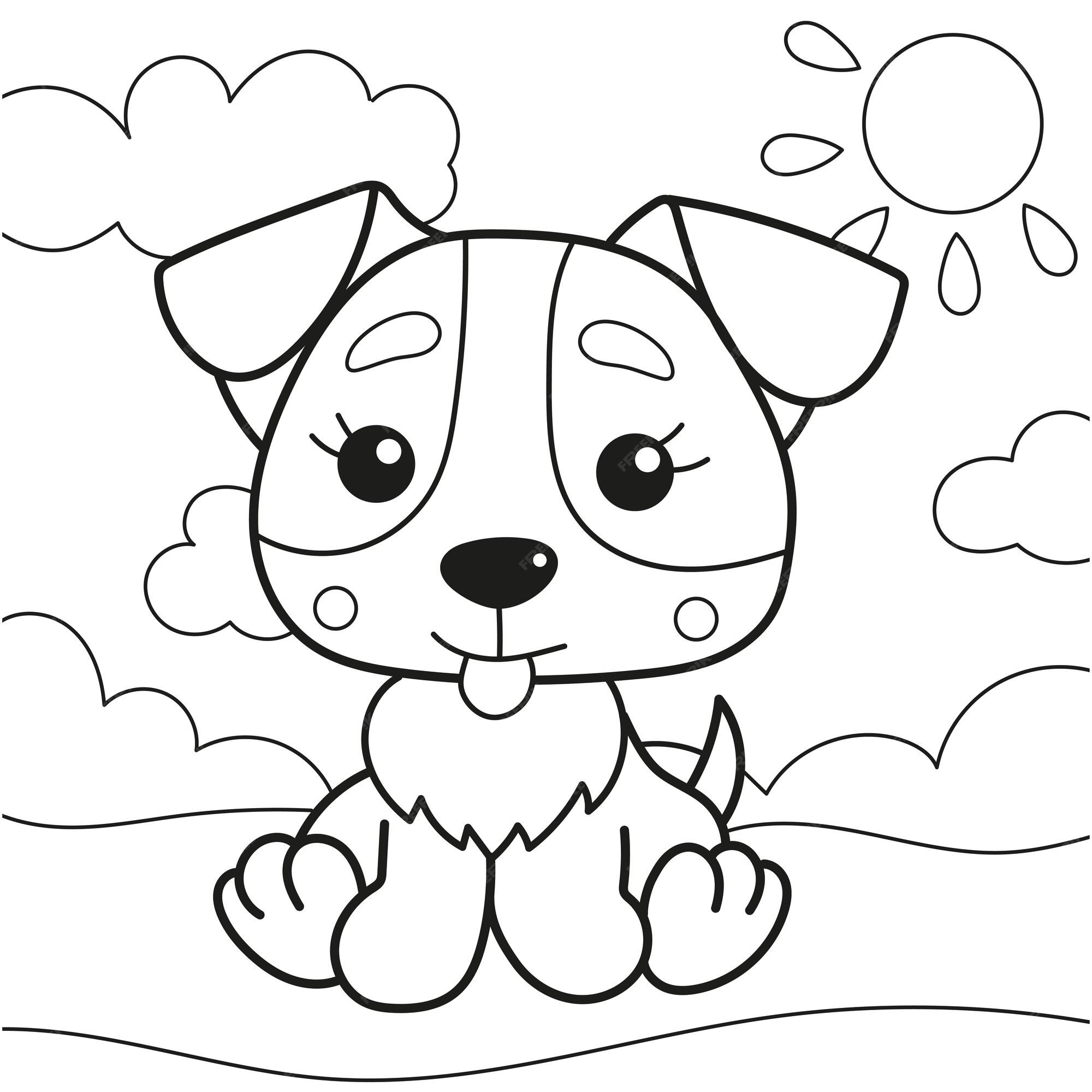 cão para colorir página de desenho bonito desenho ilustração download  grátis 5021145 Vetor no Vecteezy