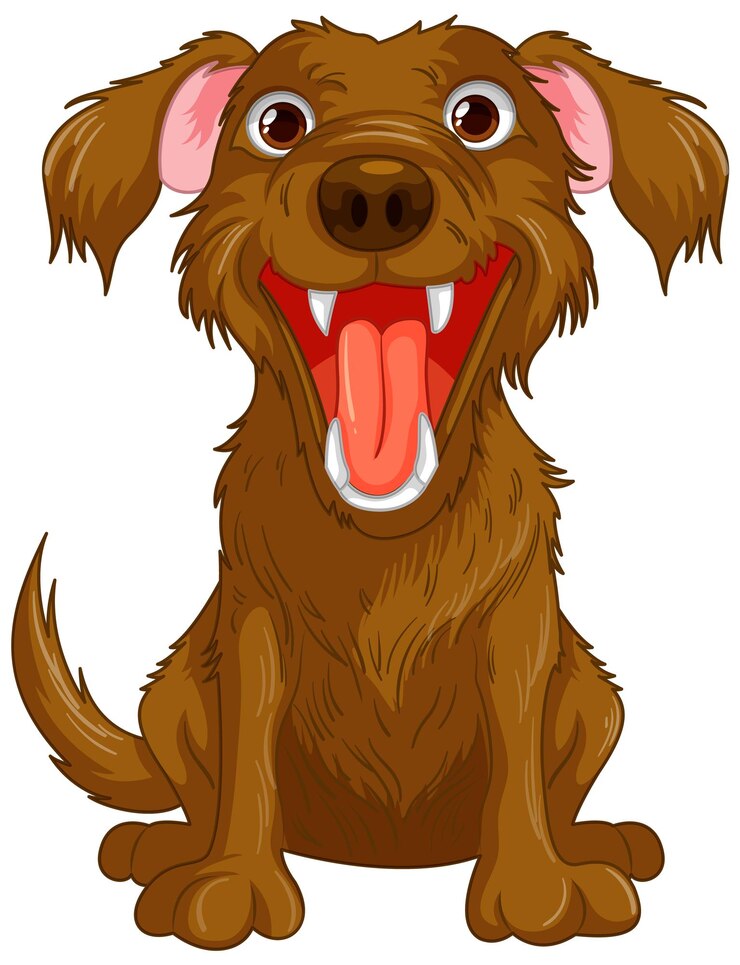 Vetor cão castanho sorrindo com a boca aberta
