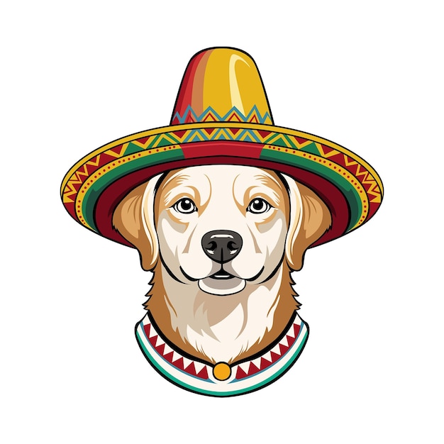 Vetor cão com estilo sombrero vetorial