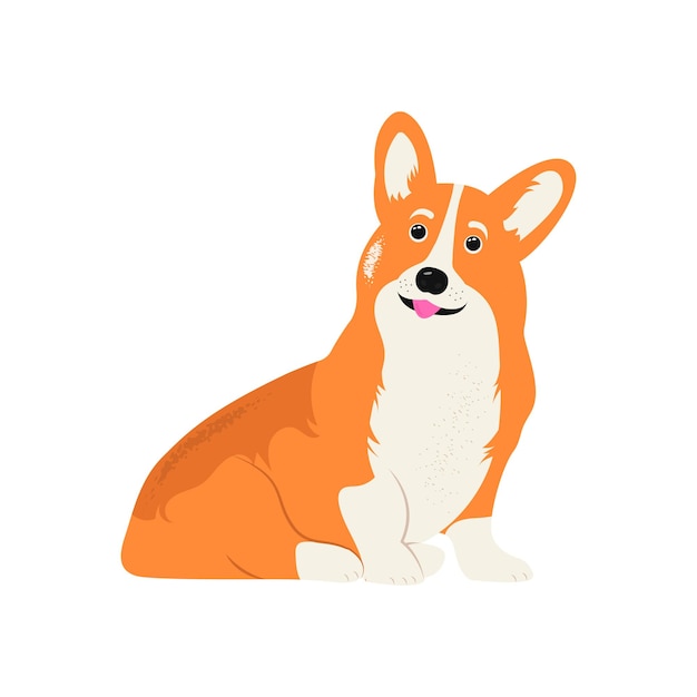 Cão corgi ilustração vetorial de cachorrinho fofo
