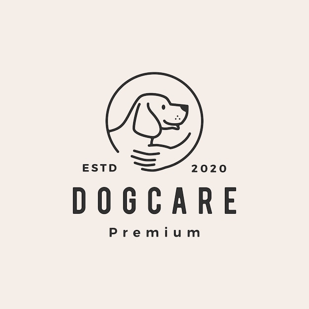 Cão cuidados hipster logotipo vintage icon ilustração