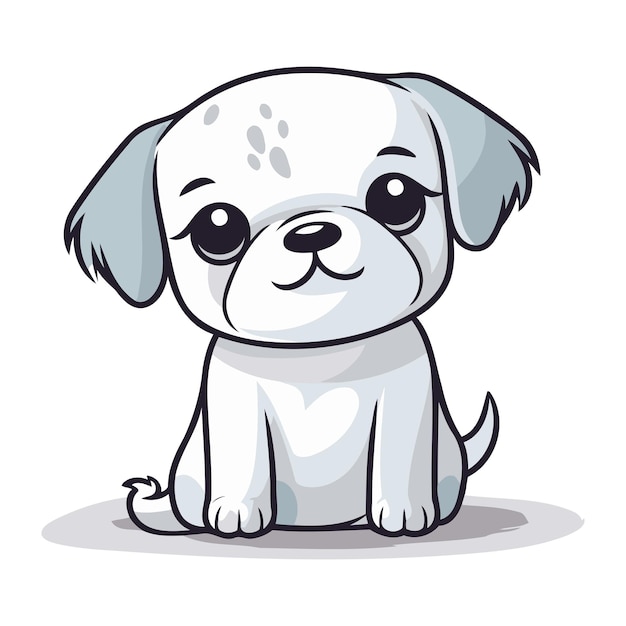 Vetor cão de desenho animado bonito isolado em um fundo branco ilustração vetorial