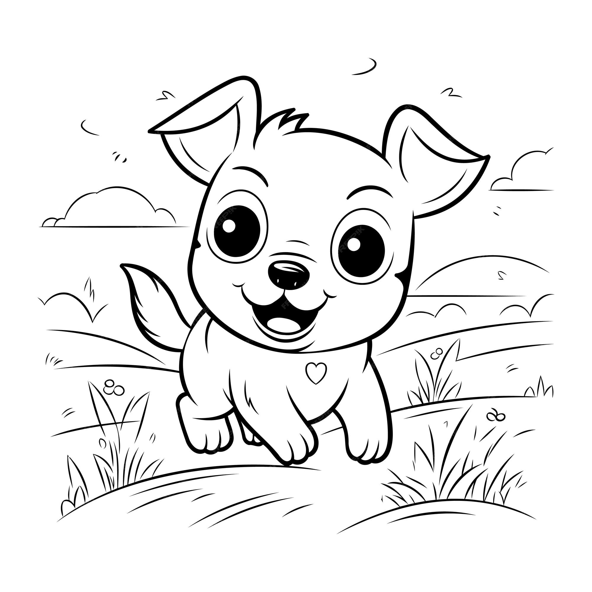 cão para colorir página de desenho bonito desenho ilustração download  grátis 5021145 Vetor no Vecteezy